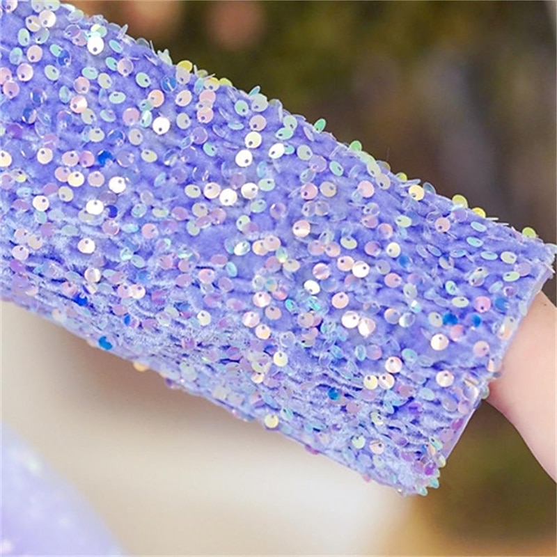 Kids Girls' Dress Solid Colored Long Sleeve Party Daily Sequins Bow Elegant Cute Polyester Knee-length Tulle Dress Spring Fall Winter 3-12 Years Purple4