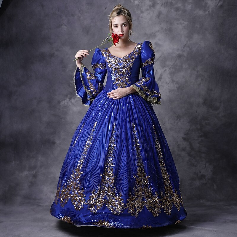 Princess Shakespeare Gothic Victorian Rococo Vintage Medieval Dress Party Women's Cosplay Costume Prom Dress Masquerade 3/4-Length Sleeve Ball Gown2