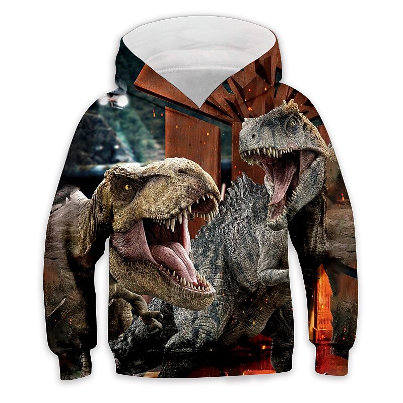Boys 3D Animal Dinosaur Hoodie Long Sleeve 3D Print Fall Winter Fashion Cool Kids 3-13 Years Outdoor Daily Regular Fit2