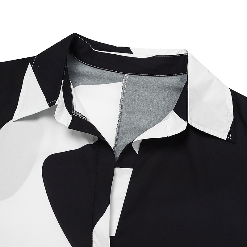 Women's Shirt Dress Casual Dress Shift Dress Color Block Line Shirt Collar Midi Dress Classic Casual Daily Long Sleeve Summer Spring4