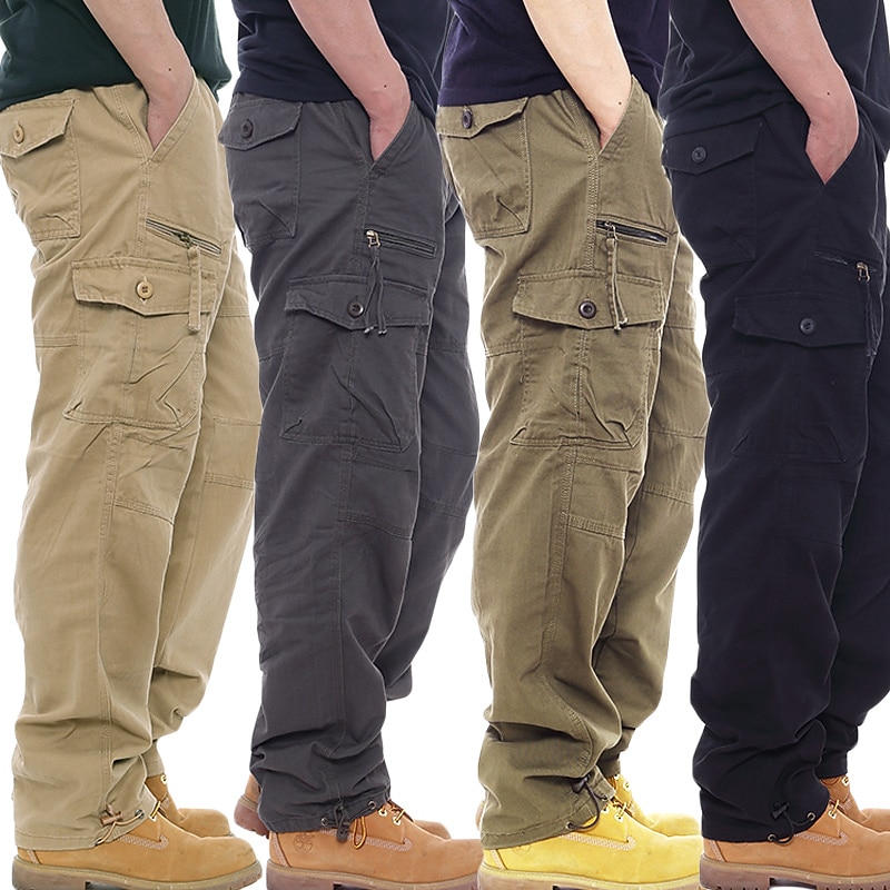 Men's Cargo Pants Cargo Trousers Trousers Work Pants Elastic Waist Multi Pocket Plain Comfort Breathable Casual Daily Streetwear Sports Fashion Gray Green Dark Khaki Micro-elastic