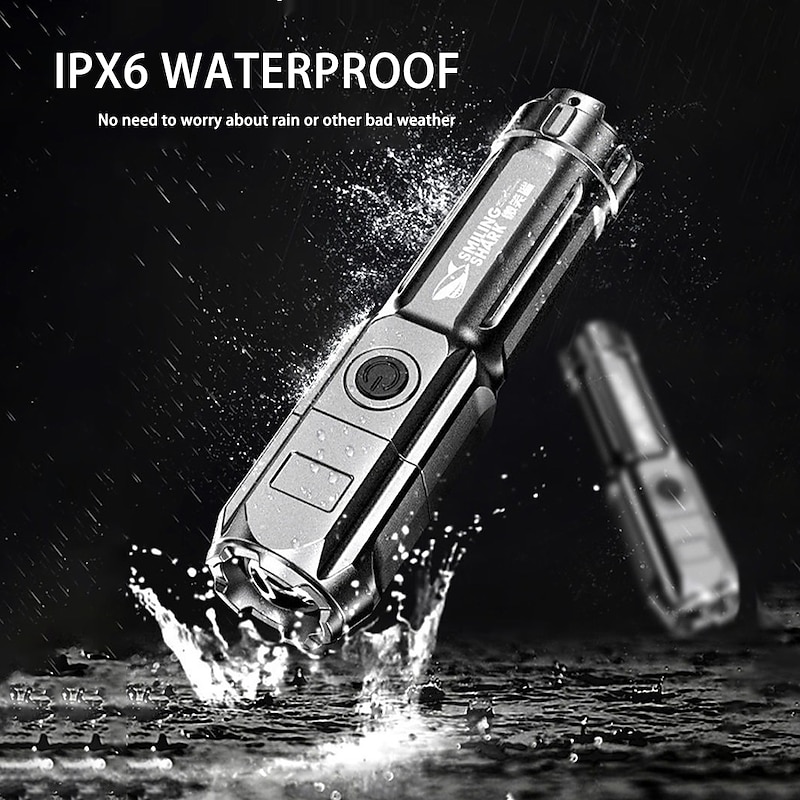 LED Flashlight USB Super Bright Zoomable USB Rechargeable T6 Tactical Torch for Camping Hiking Fishing Outdoor Hunting 3.7V2