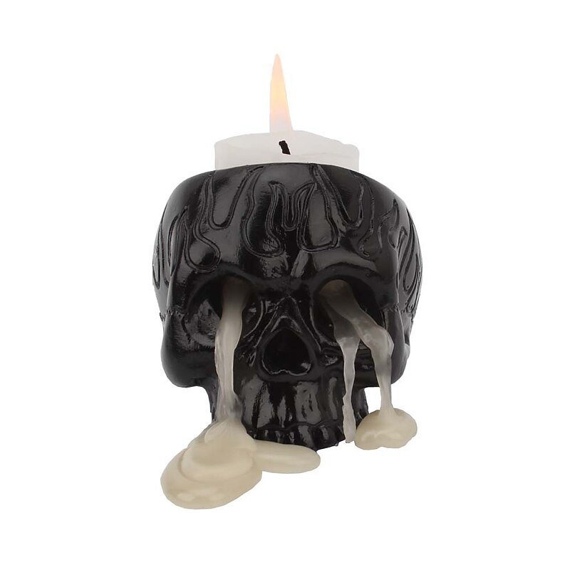 Halloween Skull Resin Candle Holder - Skeleton Candlestick Halloween Decoration (Not Include Cande)4