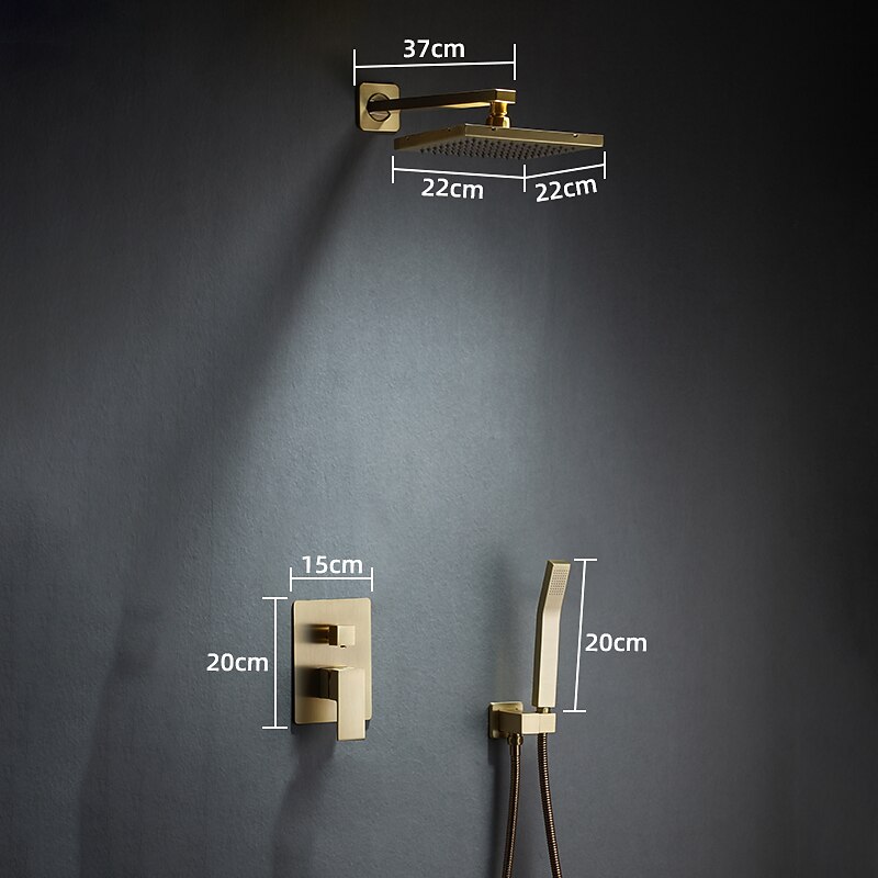 Shower Faucet,Shower Faucet Rainfall Shower Head System Set - Handshower Included Dual-Head Rainfall Shower Antique Vintage Style Electroplated Ceiling Mounted Ceramic Valve Bath Shower Mixer Taps2