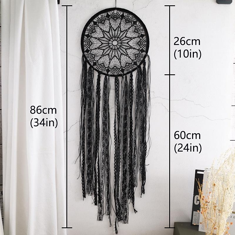 Devil Eye Dream Catcher Black Handmade Gift Feather Hook Flower Wind Chime Ornament Wall Hanging Decor Art Boho Style 26*58*84cm4
