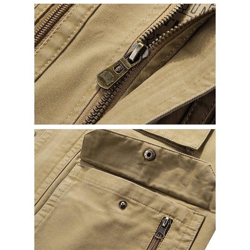 Men's Fishing Vest Hiking Vest Sleeveless Jacket Coat Top Outdoor Breathable Quick Dry Lightweight Sweat wicking Summer Spring Cotton khaki Army Green Fishing Climbing Running4