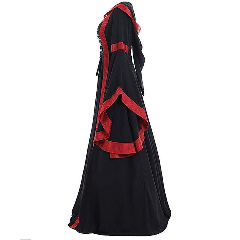 Medieval Renaissance 18th Century Long Length Dress Flare Cuff Sleeve Viking Outlander Plus Size Solid Color Square Neck Fancy Dress Women's Celtic Fantasy Masquerade Party & Evening Festival Adults'3