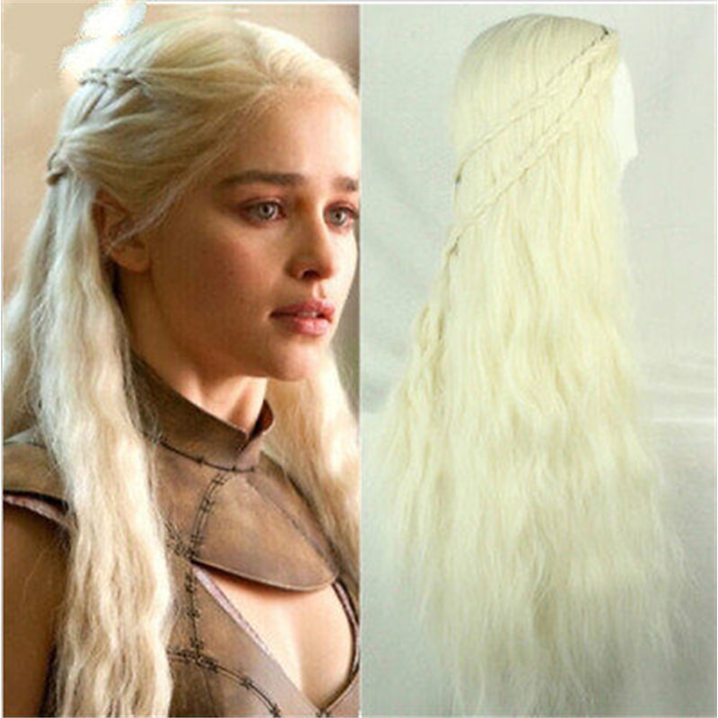 House of the Dragon Daenerys Targaryen  Synthetic Wig Curly Asymmetrical Wig Long Light Blonde Synthetic Hair Women's Cosplay Soft Fashion Blonde Halloween Wigs - Main Image