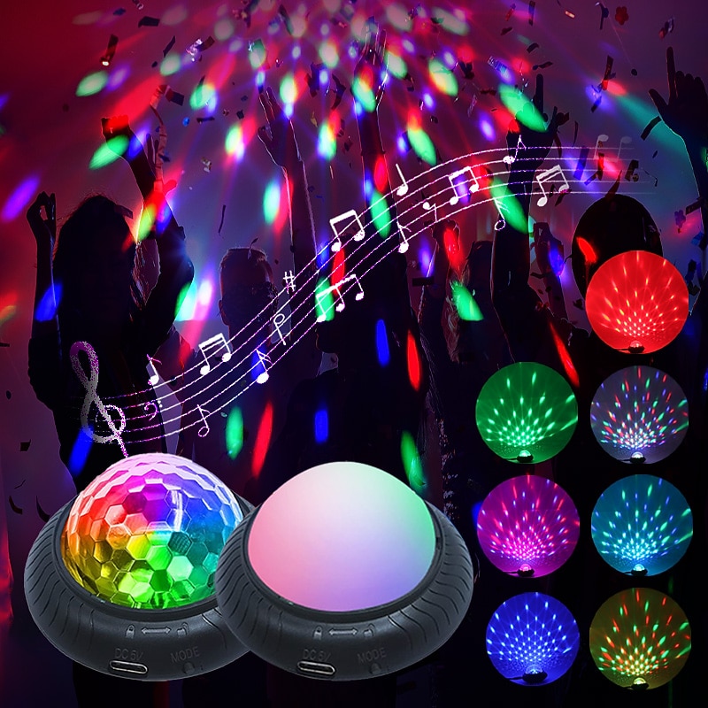 LED Disco Ball Stage Lights Party Lights Indoor UFO 9 Colors DMX Crystal Magic Ball Stage Light Effects DJ Party Christmas Sound Activated Lights