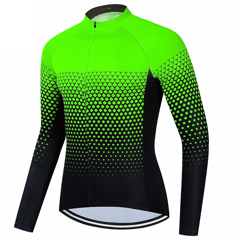 Men's Cycling Jersey Geometric Long Sleeve Bike Jersey Top with 3 Rear Pockets Mountain Bike MTB Road Bike Cycling Quick Dry Reflective Strips Back Pocket Moisture Wicking Sports Black White Red4