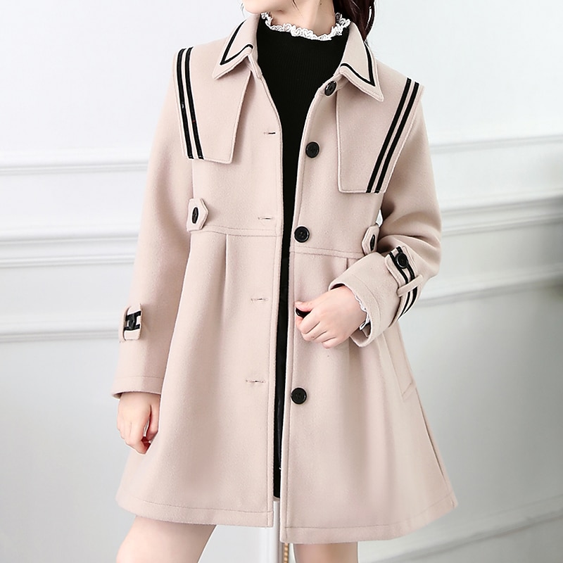 Girls' 3D Plain Trench Coat Long Sleeve Spring Fall Cute Sport Kids 4-13 Years School Daily Regular Fit2