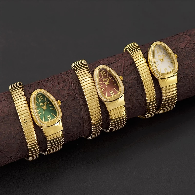 MISSFOX Women's Watches Snake Shape Luxury Wrist Watch For Women Steel Unique Gold Quartz Ladies Watch4