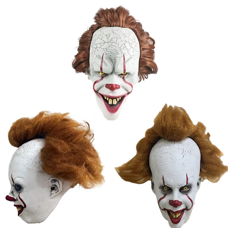 Luminescent Stephen King's It Mask Pennywise Horror Clown Joker Mask Clown Mask Festival Cosplay Costume Props(7.8"*9.8"*9.8") for Halloween4