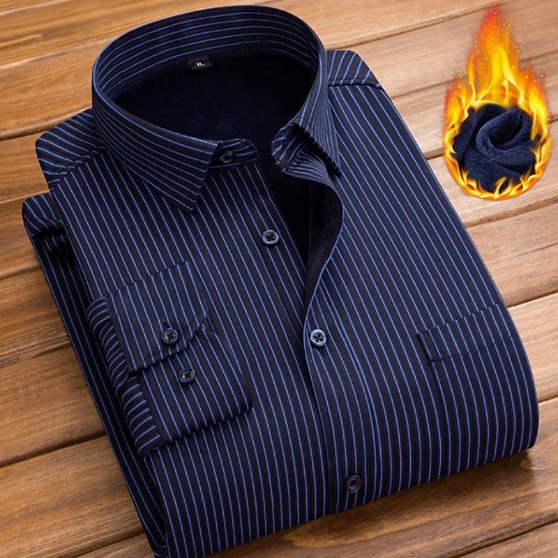 Men's Dress Shirt Striped Shirt Collared Shirt Button Up Shirt Striped Wedding Casual Black and Red Navy Blue Purple Light Blue Long Sleeve Classic Collar Fall & Winter Clothing Apparel