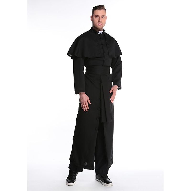 Priest Halloween Cosplay Costume Outfits Cosplay Costume Party Adults' Men's Halloween Carnival Performance Easy Halloween Costumes Dress Up2