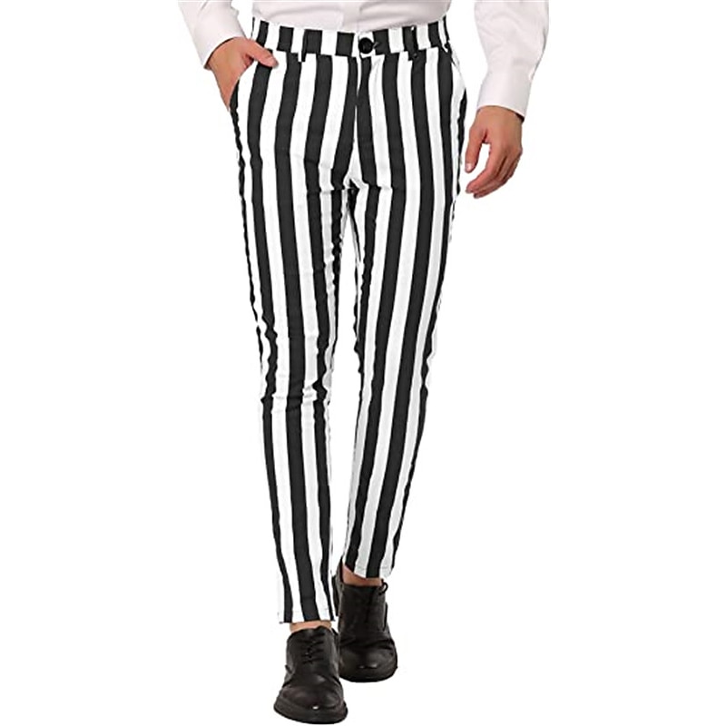 Men's Trousers Chinos Chino Pants Pencil Pants Jogger Pants Pocket Stripe Graphic Prints Comfort Soft Office Business Fashion Designer Black Yellow2