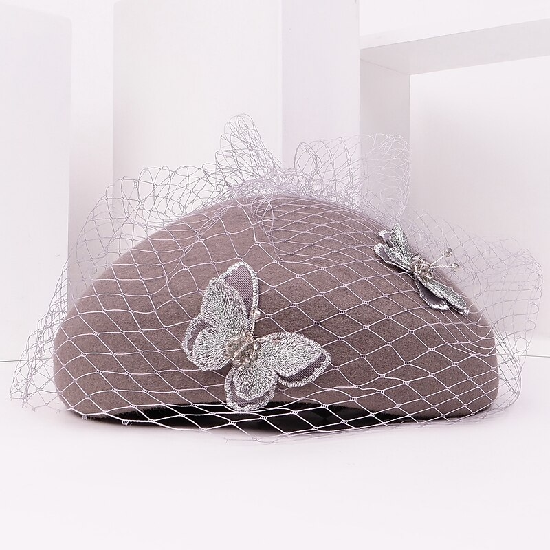 Fashion Elegant Tulle / Wool / Acrylic / Organza Hats with Butterfly / Trim / Tulle 1PC Party / Even/ Special Occasion / Office & Career / Graduation / Congratulations / Anniversary / Back To School /2