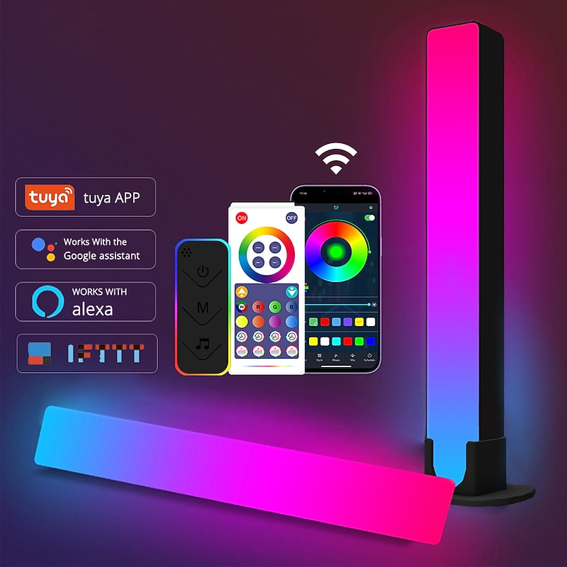 RGB LED Smart Light Bar WiFi Bluetooth Desktop Background Atmosphere Light Music Sync TV Wall Computer Game Bedroom Night Light Shustar