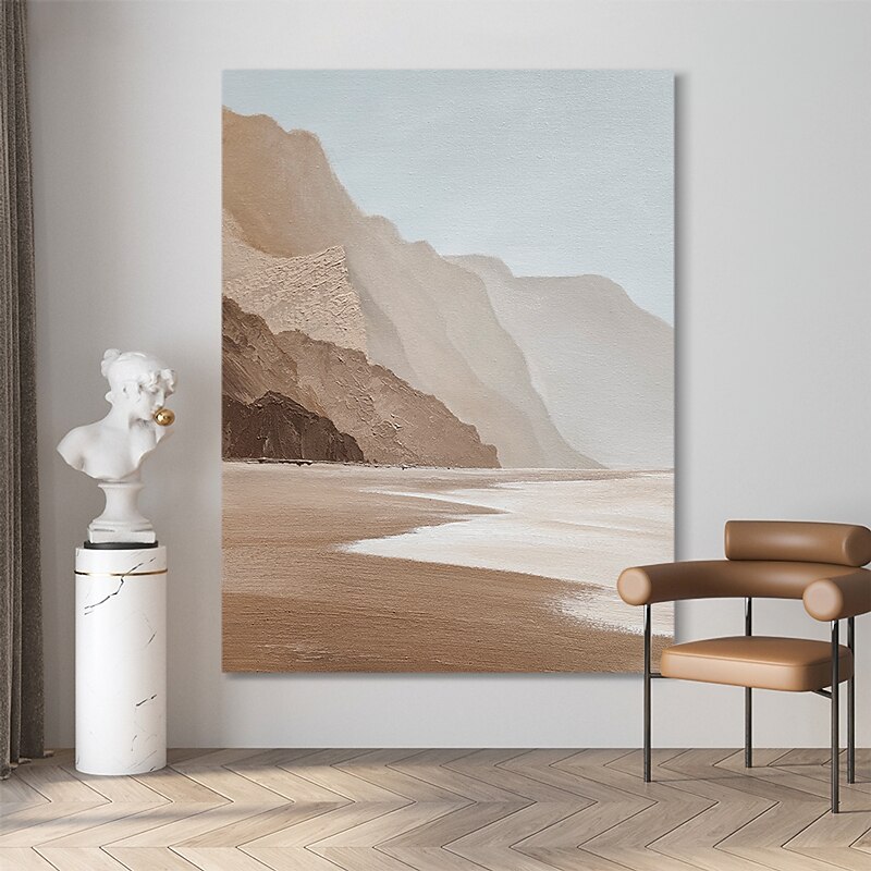 Oil Painting Hand Painted Vertical Abstract Contemporary Rolled Canvas (No Frame)