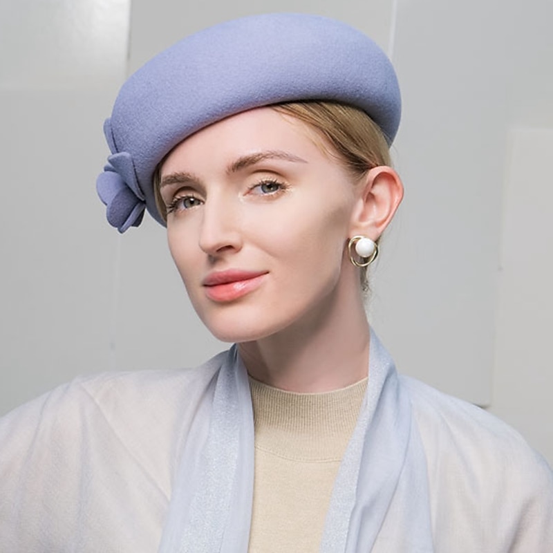 Fashion Elegant 100% Wool Hats with Smooth / Flower / Pure Color 1PC Party / Evening / Casual Headpiece/ Office & Career / Graduation / Congratulations / Anniversary / Back To School /3