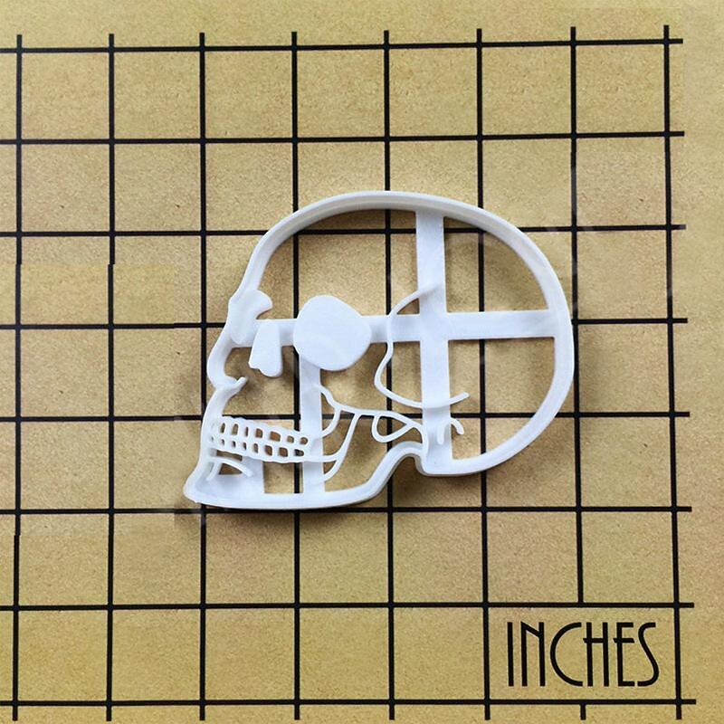 Plastic Skull Biscuit Abrasive White Baking Tool Diy Cartoon Skull BiscuitMold3