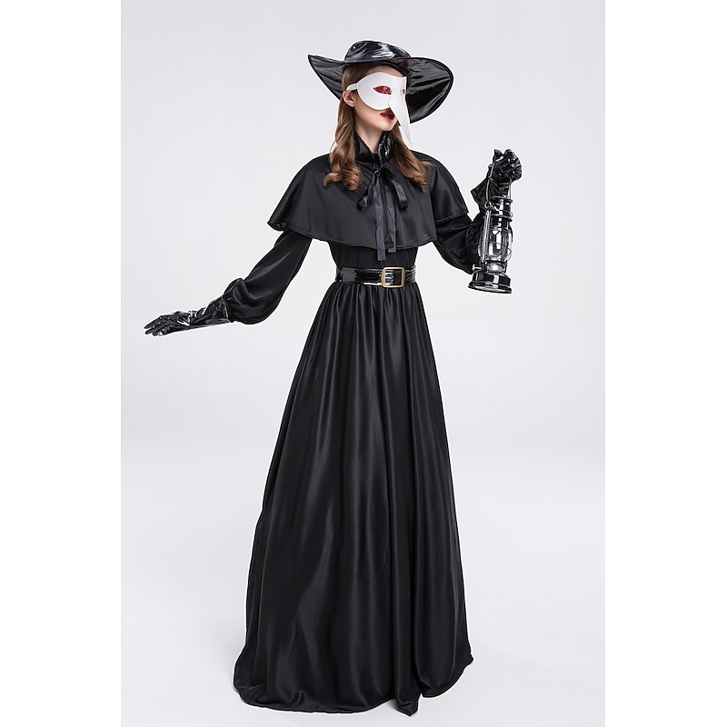 Punk & Gothic Steampunk 17th Century Dress Fancy Costume Plague Doctor Plus Size Rivet Solid Colored Sheath / Column Standing Collar Fancy Dress Women's Halloween Carnival Party Masquerade LARP2
