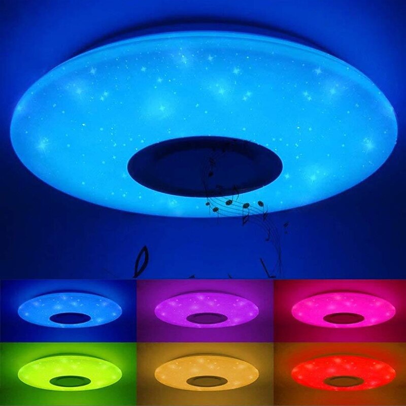 Led Ceiling Lamp with Bluetooth Speaker 15.7in 36W High Quality Speaker RGB Color Change APP  Remotedual Control for Home Party Star Lights AC220V4