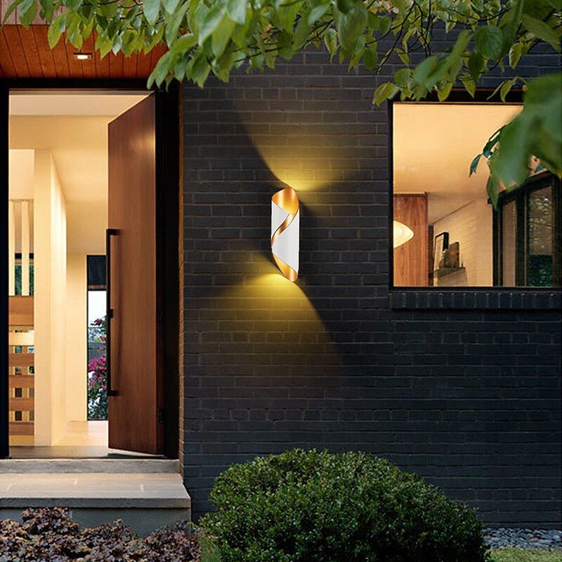 15W Outdoor Weatherproof Wall Lamp 10.9-inch Modern Led Wall Lamp Black gold / Platinum Cast Aluminum Wall Washing Lamp for Porch Garden Corridor Balcony Landscape AC85-265V4