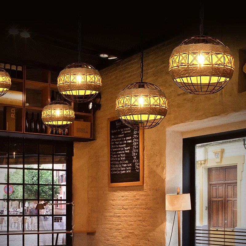 25cm Single Design Island Design Pendant Light Hemp Rope Painted Finishes Modern Nordic Style 220-240V3
