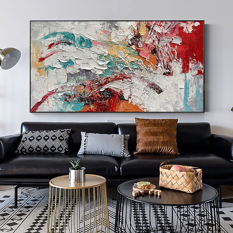 Handmade Oil Painting Canvas Wall Art Decor Original Colorful World Painting Abstract Landscape Painting for Home Decor With Stretched Frame/Without Inner Frame Painting4