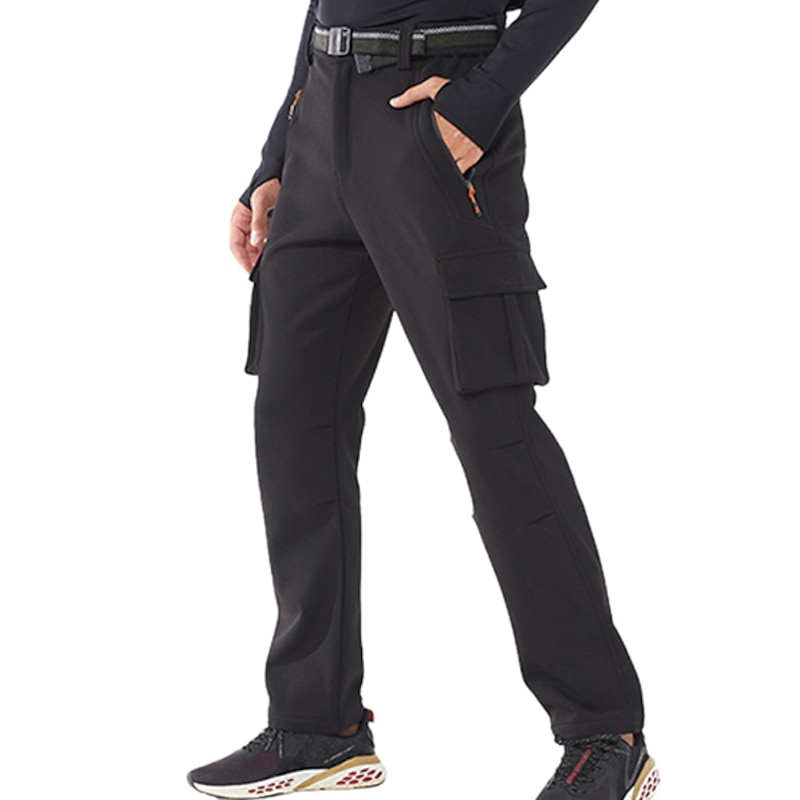 Men's Hiking Pants Trousers Fleece Lined Pants Softshell Pants Winter Outdoor Thermal Warm Ripstop Windproof Multi Pockets Bottoms Black Army Green Spandex Camping / Hiking Fishing Climbing S M L XL2