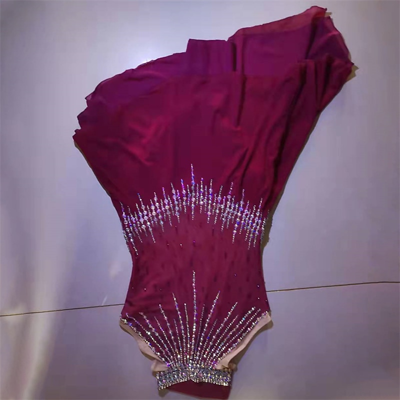 Figure Skating Dress Women's Girls' Ice Skating Dress Red Open Back Spandex High Elasticity Training Competition Skating Wear Crystal / Rhinestone Sleeveless Ice Skating Figure Skating / Winter3