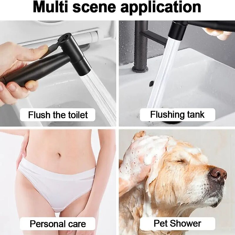 Handheld Bidet Sprayer Setsfor Toilet,Handheld Diaper Sprayer,Toilet Cleaning Sprayer,Bathroom Jet Sprayer Kit Spray Attachment With Hose,Stainless Steel Easy Install for Cleaning Female3