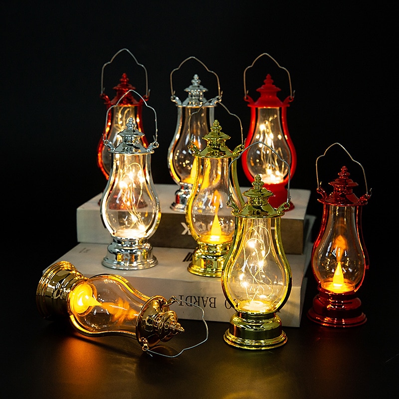 Retro Kerosene Lantern Light Christmas Decorations LED Copper Wire Lamp Creative Candle Lamp Home Decor Halloween Decoration Night Light Portable Lantern2