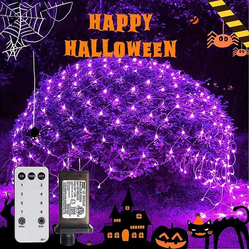 Net Lights Outdoor Christmas Decorations 9 Colors 8 Modes Remote Control Waterproof Connectable 6m x 4m / 3m x 2m/ 1.5M x 1.5M for Outdoor Garden Party Decor (Purple Red) 672/192/96LEDs 31V3