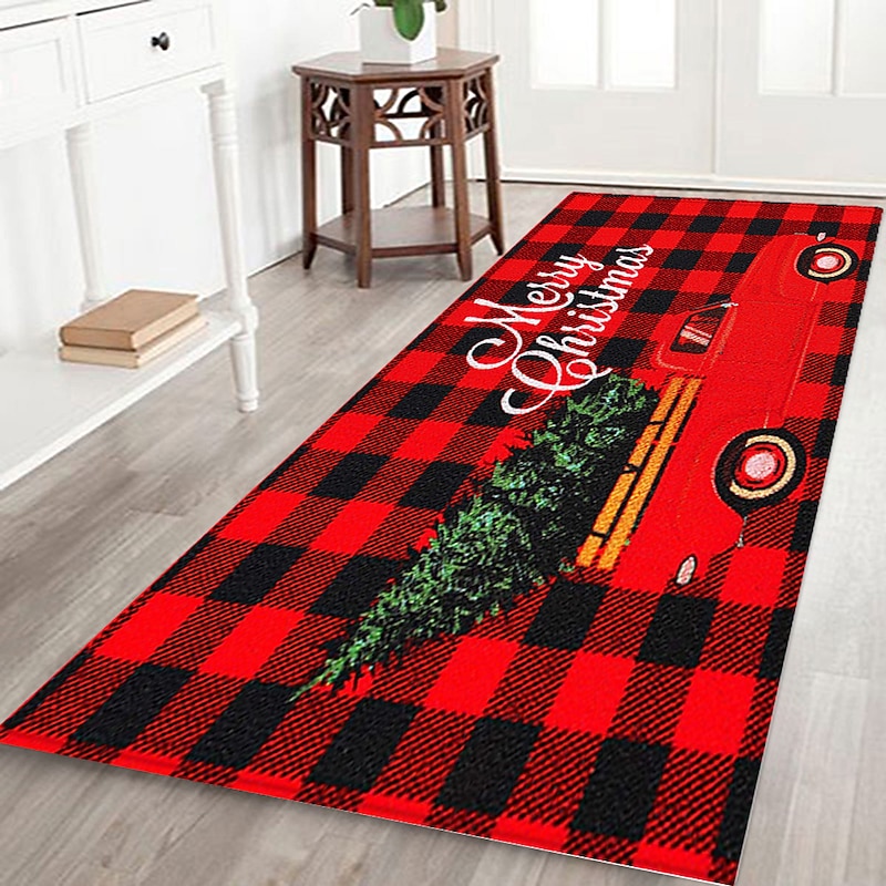 Christmas Decorations Runner Rug Gnomes Santa Claus Xmas Flannel Fabric Bathroom Entrance Door Home Decoration Floor Mat Kitchen Mat4
