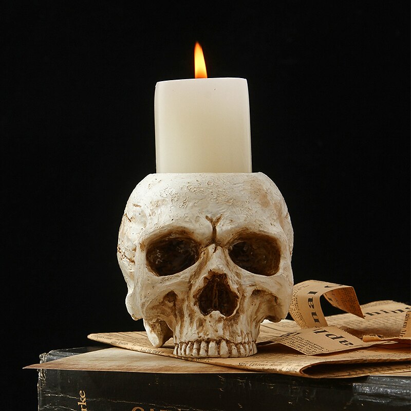 Halloween Skull Resin Candle Holder - Skeleton Candlestick Halloween Decoration (Not Include Cande)2