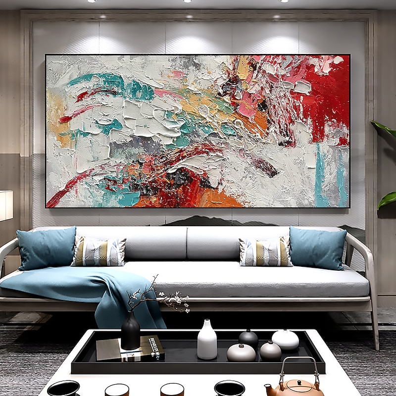 Handmade Oil Painting Canvas Wall Art Decor Original Colorful World Painting Abstract Landscape Painting for Home Decor With Stretched Frame/Without Inner Frame Painting 6