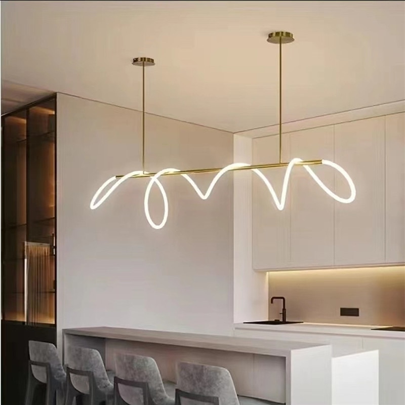 LED Pendant Light Note style Nordic Design Modern Simple American Light Luxury Bar Lighting Creative Net Red Long Living Room Restaurant Lamps