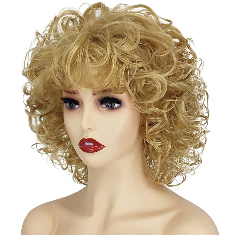 Wig for Women Blonde Curly Bad Wig 80s 70s Movie Wig for  Party Daily Halloween Wigs3