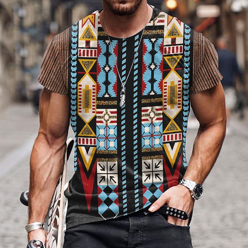 Men's Unisex Graphic Prints T Shirt Short Sleeve T shirt 3D Print Crew Neck Shirt Sports Ethnic Style Classic Outdoor Street Daily Yellow Red Navy Blue Summer Clothing Apparel S M L XL XXL 3XL 4XL3