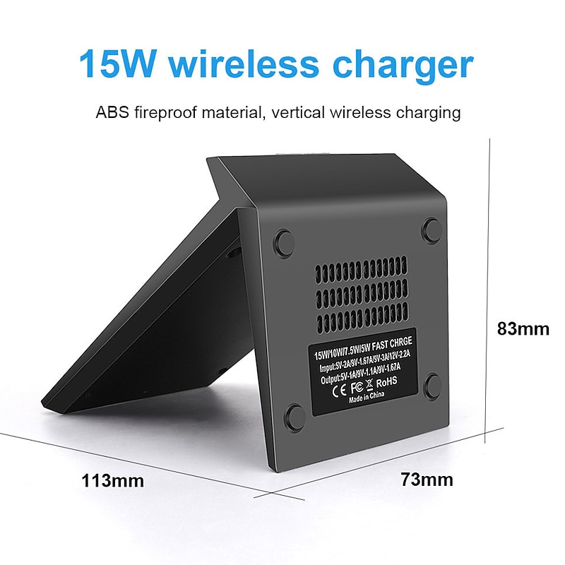 15W Fast Wireless Charger Qi Certified Wireless Charging Stand Compatible with iPhone 13/12/SE 2020/11/XS Max/XR/X Samsung Galaxy S22 S21 S20 S10 Note 20 and Qi Supported Phones3