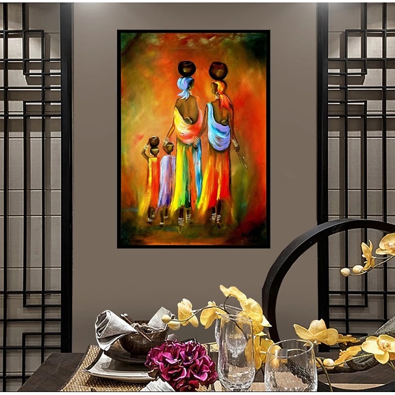 Abstract People Oil Painting African Woman and Child  Handmade Painted Wall Art On Canvas Scandinavian Style  Home Decor Gift Rolled Canvas No Frame Unstretched Living Room3