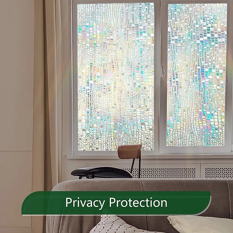Stained Glass Window Film PVC Frosted Static Cling Rainbow Privacy Glass Film Window Privacy Sticker,Window Privacy Film Stained Glass Rainbow Clings Window Tinting Film for Home Bathroom2