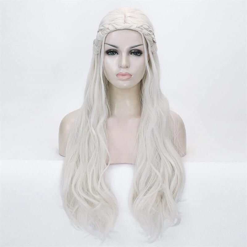 House of the Dragon Daenerys Targaryen  Wig Long Curly Braids Wig for Women Blonde Fairy Elf Cosplay Hair Wig  Party  Accessories  Wig Cap Halloween Wigs2