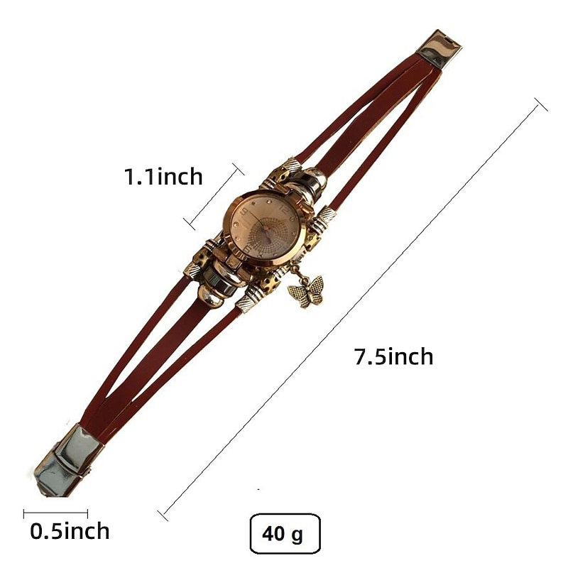 Women Premium Leather Watch Triple Bracelet Watch Butterfly Charm Wristwatch Fashion Quartz Watch for Women Analog Quartz Casual3