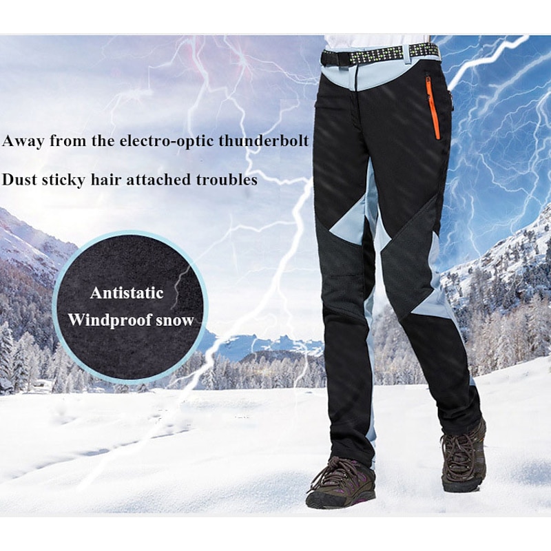 Women's Hiking Pants Trousers Fleece Lined Pants Softshell Pants Winter Outdoor Waterproof Windproof Thermal Warm Elastic Waist Fashion Bottoms Blue Red Skiing Camping Ski / Snowboard4