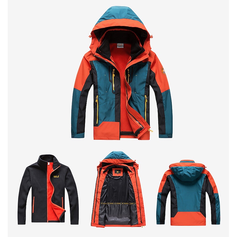Men's Women's Hiking 3-in-1 Jackets Waterproof Hiking Jacket Rain Jacket Hiking Fleece Jacket Winter Outdoor Thermal Warm Waterproof Windproof Lightweight Outerwear Winter Jacket Trench Coat Hunting3
