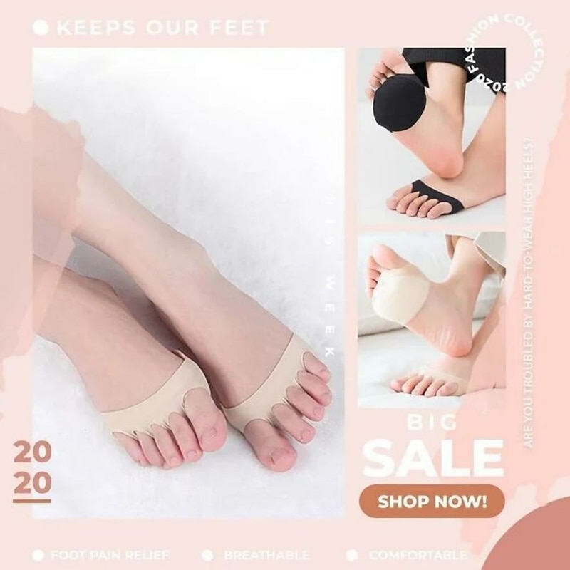Forefoot Pads Honeycomb Fabric,High Heels Invisible Socks Forefoot Protector Forefoot Pad Toe Protector High Heels Toe Inserts Shoe Inserts4