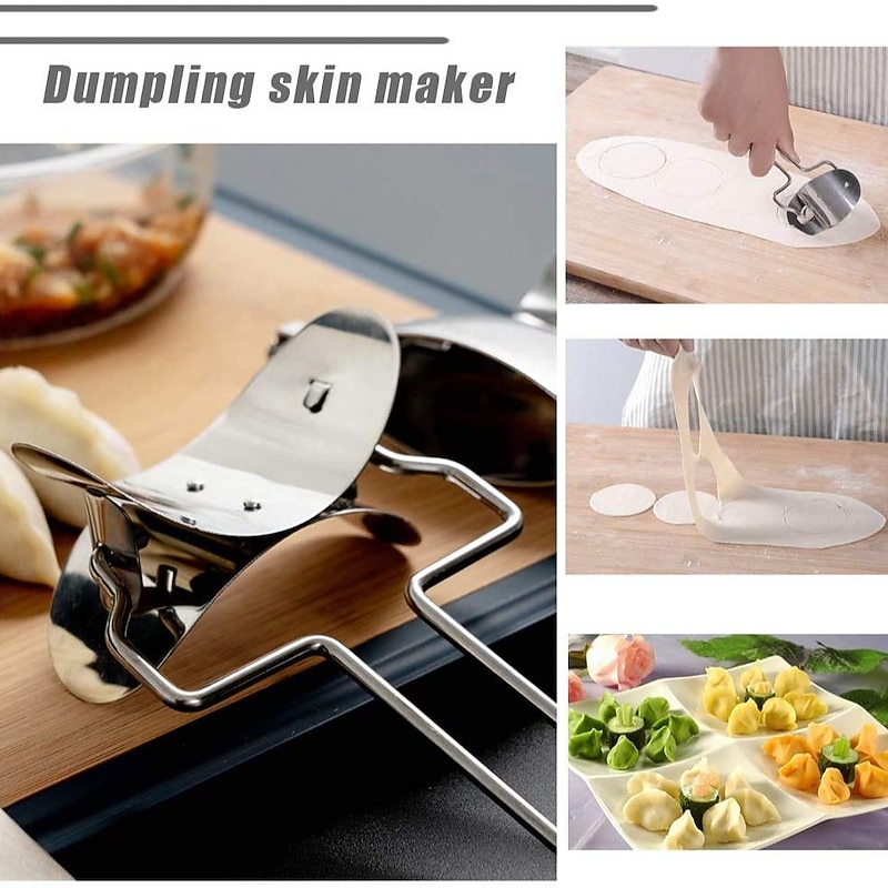 2PCS Stainless Steel Dumpling Maker Mold, Wraper Dough Cutter Pie Ravioli Empanadas Press Mold Kitchen Accessories Pastry Tools3